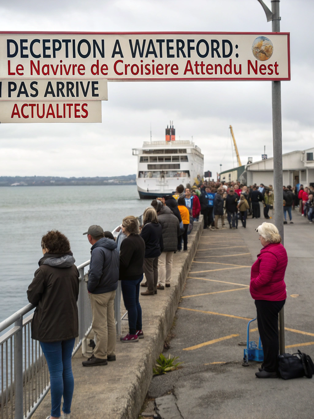 Quai du port de Waterford sans le navire de croisière attendu